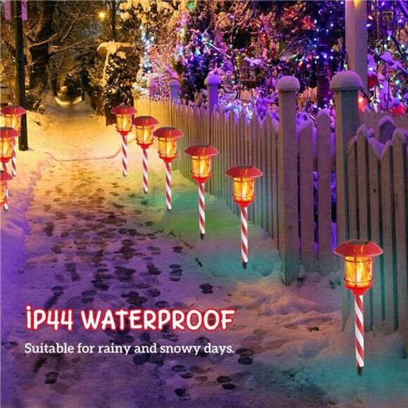 6 Pack Christmas Solar Torch Lights Outdoor, Flickering Flame Torch - Picture 3 of 7